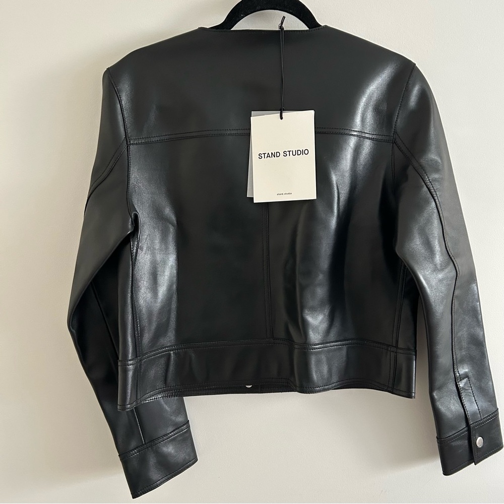 Stand Studio 40EU Women's Black Classic paneled Leather moto style Jacket NWT! - Picture 5 of 12